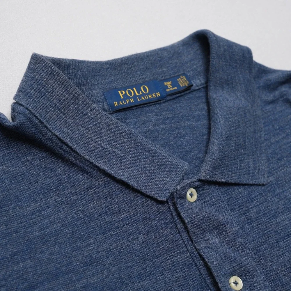 Polo Ralph Lauren Polo Mens 2XB Blue Heathered Pique Big Tall Red‎ Pony